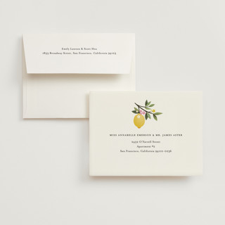 This is a pink lemonade bridal shower thank you cards with standard by Laura Moyer called bridal brunch printing on strathmore in standard