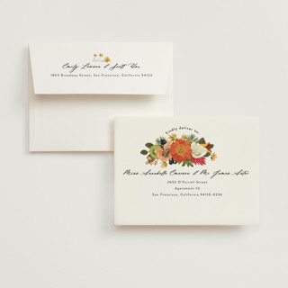 This is a coral bridal shower thank you cards with standard by Susan Moyal called tropical brunch printing on strathmore in standard