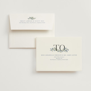 This is a periwinkle bridal shower thank you cards with standard by Kate Ahn called coneflower garland printing on strathmore in standard