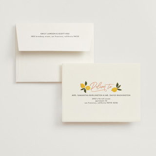 This is a blush bridal shower thank you cards with standard by That Girl Press called lemonade printing on strathmore in standard