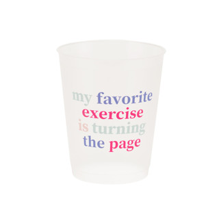 This is a multicolor party decorations by Jollity and Co called book club "my favorite exercise is turning the page" flex cups - set of 8 in standard