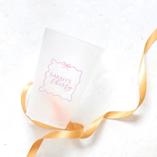 This is a natural party decorations by ForYourParty called ribbon frame birthday bash frosted plastic cup, set of 50 in standard