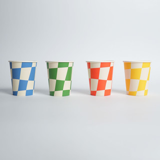 This is a multicolor party decorations by POP Party Supplies called little chef checkered cups (x12) in standard
