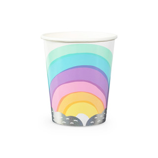 This is a multicolor party decorations by Jollity and Co called over the rainbow 9 oz cups - pack of 8 in standard