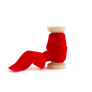 This is a red wedding ribbon by Minted called red velvet in standard