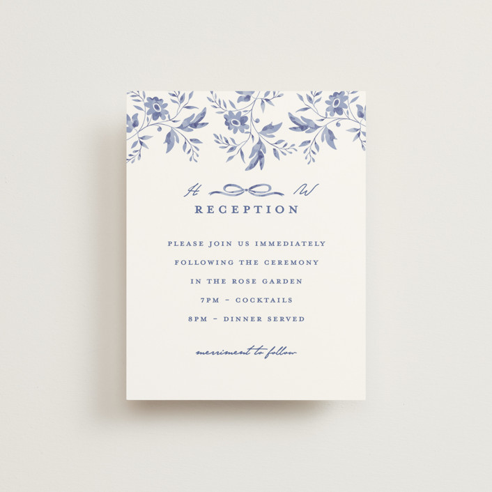 "Daisy Toile" - Reception Cards in Blue Willow by Susan Zinader.