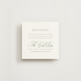 This is a garden reception cards with standard by Kelly Schmidt called chic script printing on signature in standard