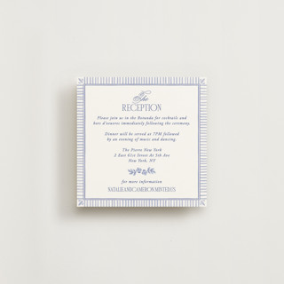 This is a cerulean reception cards with standard by Jenna Holcomb called embroidered printing on signature in standard