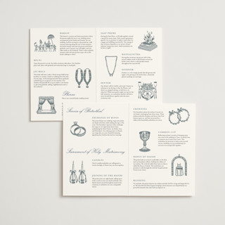 This is a something blue unique wedding programs with foil pressed by Gwen Bedat called floral romance printing on signature in folded