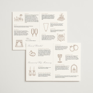 This is a linen unique wedding programs with standard by Kate Ahn called mirin printing on signature in folded