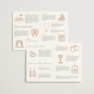 This is a dusty pink unique wedding programs with standard by Jennifer Postorino called avery printing on signature in folded