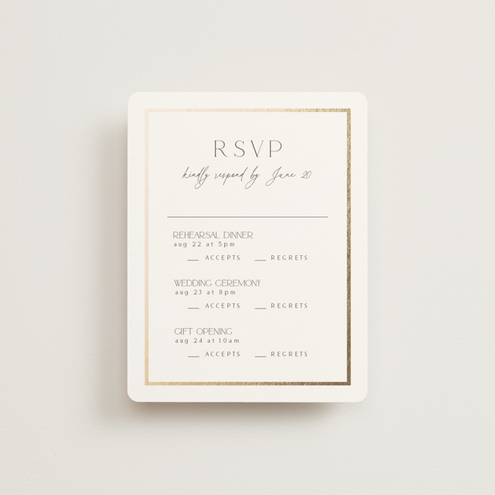 "Regal" - Foil-pressed Multi-event Rsvp Cards in Porcelain by Nicole Walsh.