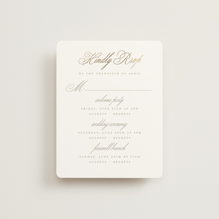 "Romantic Wreath" - Rustic Foil-pressed Multi-event Rsvp Cards in Chantilly by Wildfield Paper Co.
