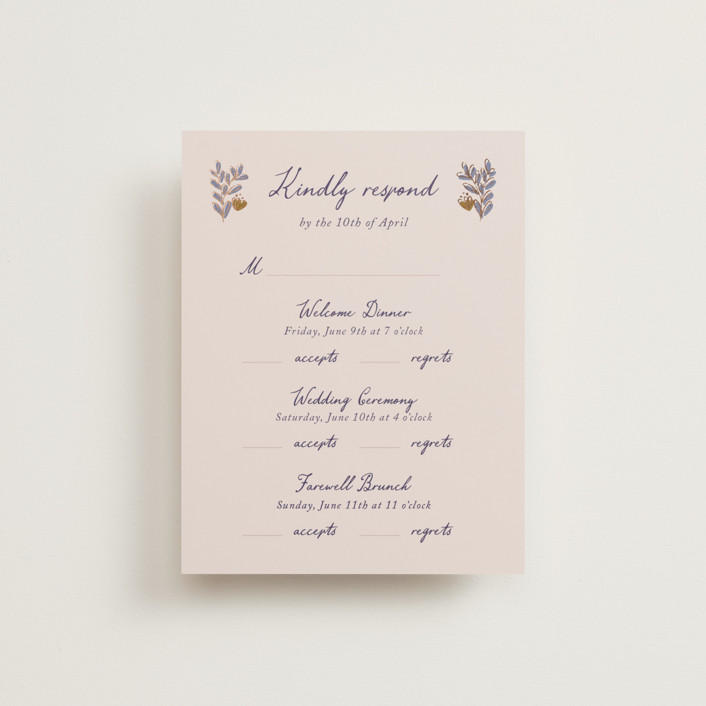 "Together in Bloom" - Foil-pressed Multi-event Rsvp Cards in Wisteria by Monika Konieczna.