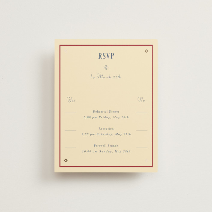 "Woven" - Foil-pressed Multi-event Rsvp Cards in Navy by Baumbirdy.