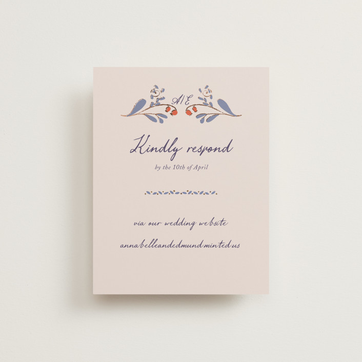"Together in Bloom" - Foil-pressed Rsvp Online Enclosure Cards in Wisteria by Monika Konieczna.