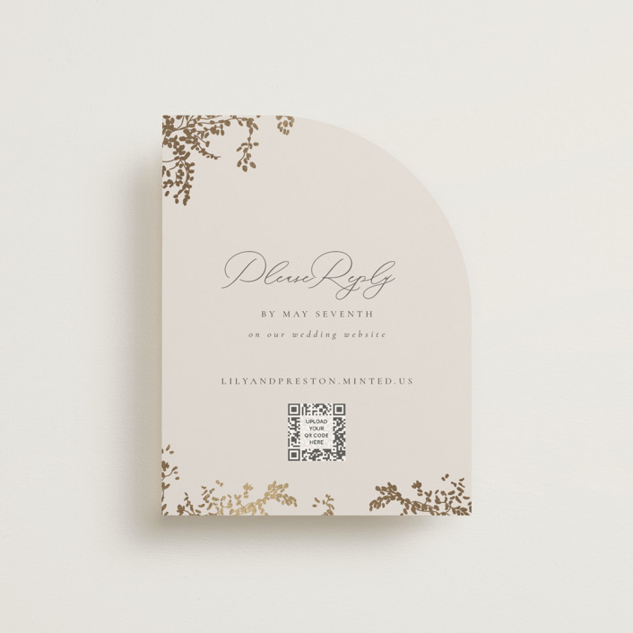 "forever and a day" - Rustic Foil-pressed Rsvp Online Enclosure Cards in Luxe Neutral by Design Lotus.
