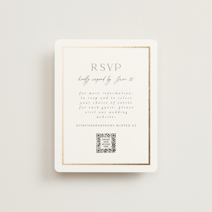 "Regal" - Foil-pressed Rsvp Online Enclosure Cards in Porcelain by Nicole Walsh.