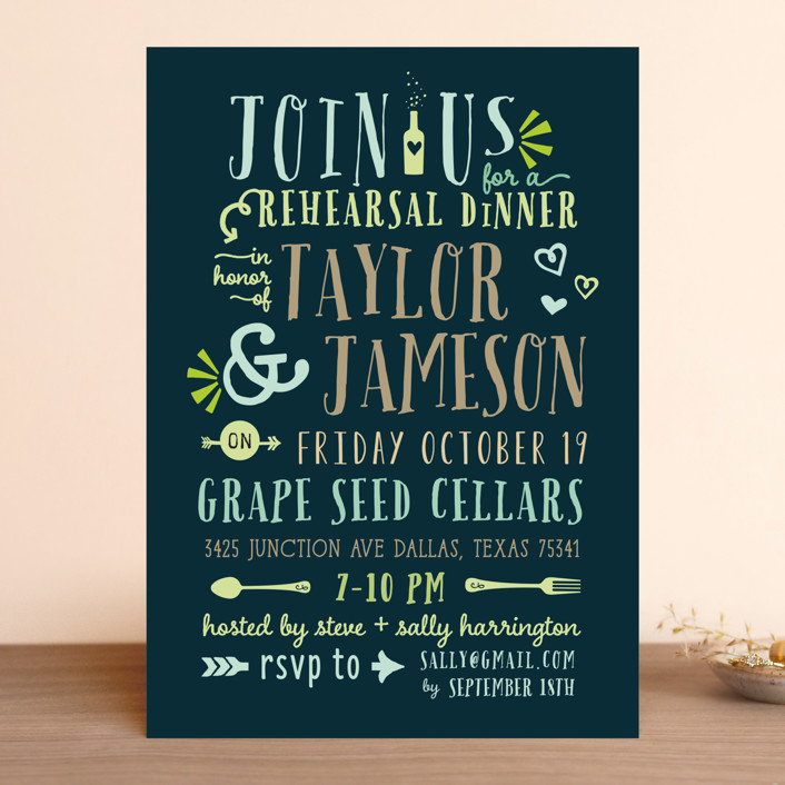 Stacked Rehearsal Dinner Invitations by Rebecca Bowen Minted