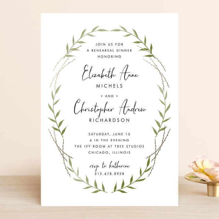 Delicate Wreath Rehearsal Dinner Invitations by Lehan Veenker Minted