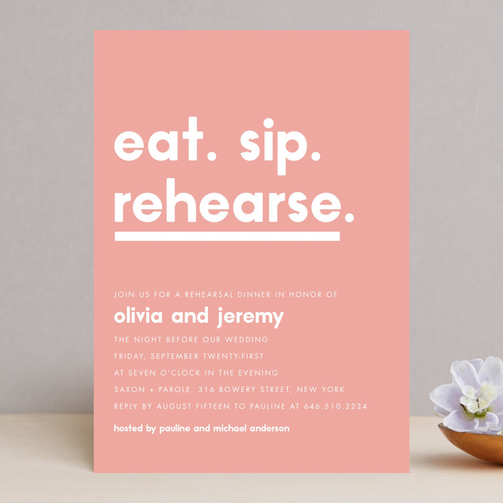 Refreshments Rehearsal Dinner Invitations by Jennifer Lew Minted