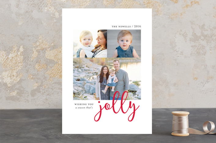 "Joyful Season" - Christmas Photo Cards in Cherry Red by Sandra Picco Design.