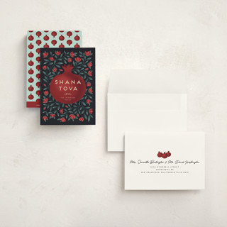 This is a evergreen rosh hashanah cards with standard by Jamie Alexander called shana tova printing on signature in petite