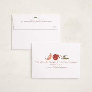 This is a pomegranate rosh hashanah cards with standard by Corinne Malesic called plentiful border printing on recycled smooth signature in petite