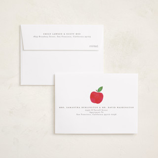 This is a honeycrisp rosh hashanah cards with standard by Jackie Crawford called shana tova apple printing on recycled smooth signature in petite