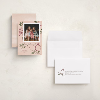 This is a petal rosh hashanah cards with standard by Emily Sabol Goss called painted pomegranate printing on recycled smooth signature in petite