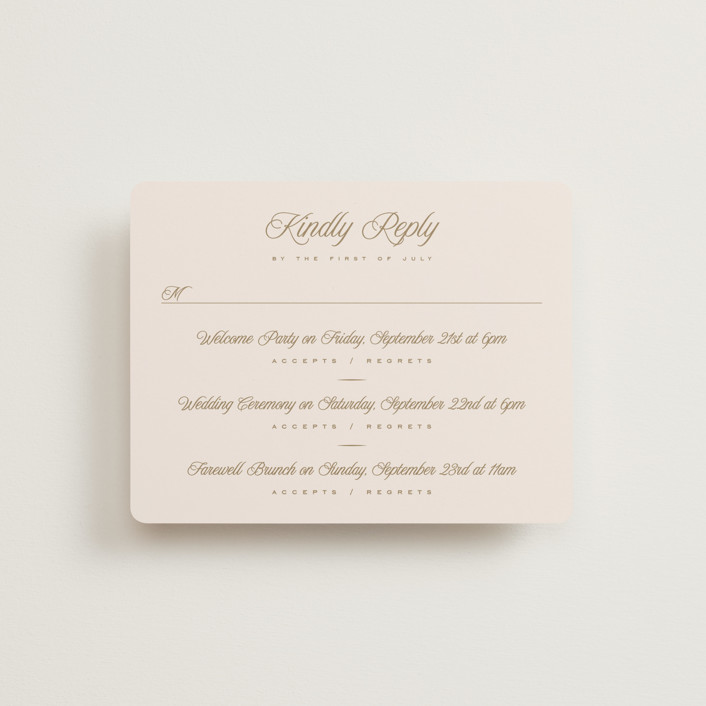 "Felicity" - Multi-event Rsvp Cards in Pearl by Leah Bisch.