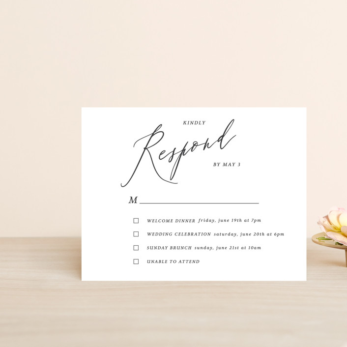 "Crescendo" - Multi-event Rsvp Cards in Snow by Griffinbell Paper Co..
