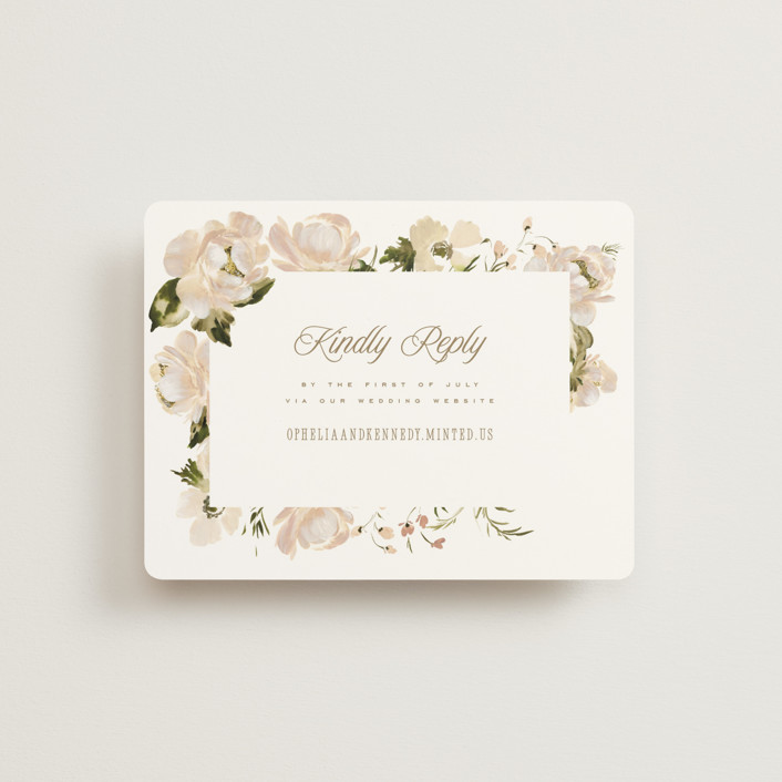 "Felicity" - Rsvp Online Enclosure Cards in Pearl by Leah Bisch.