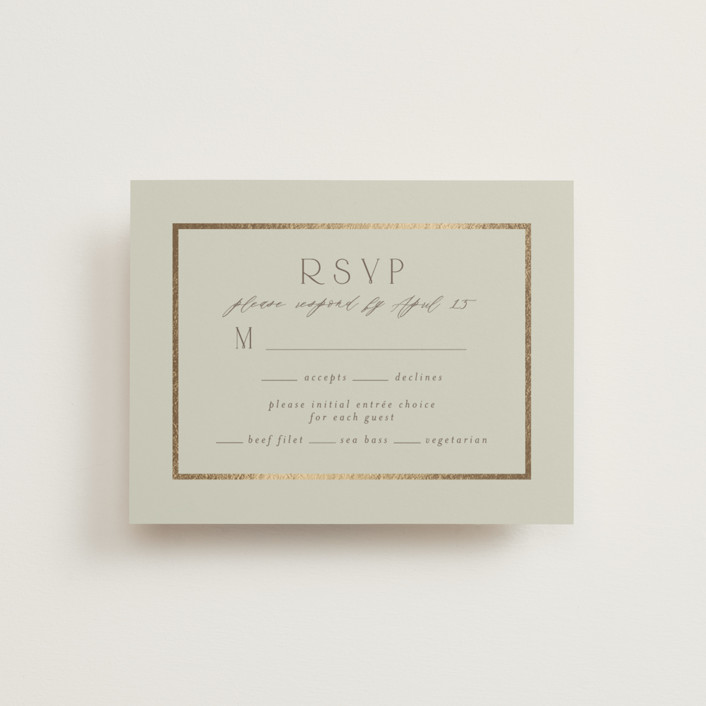 "Floral Tribute" - Foil-pressed Rsvp Cards in Moss by Chris Griffith.