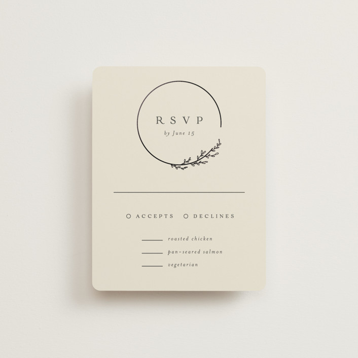 "Branched" - Rustic Foil-pressed Rsvp Cards in Almond by Brianne Larsen.