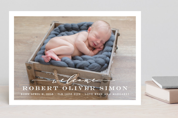 "Modern Welcome" - Full-Bleed Photo, Traditional Birth Announcements in Frost by Michelle Poe.