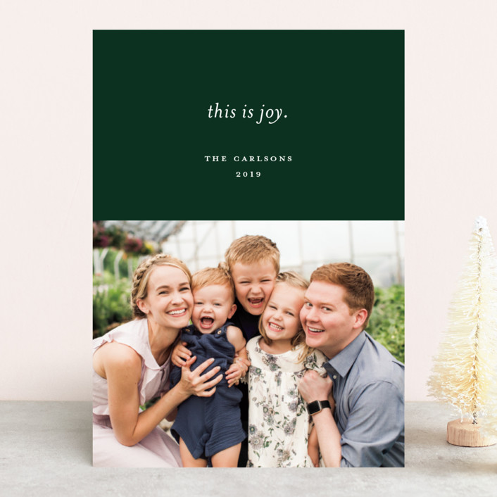 "This is Joy" - Holiday Photo Cards in Hunter by Sandra Picco Design.