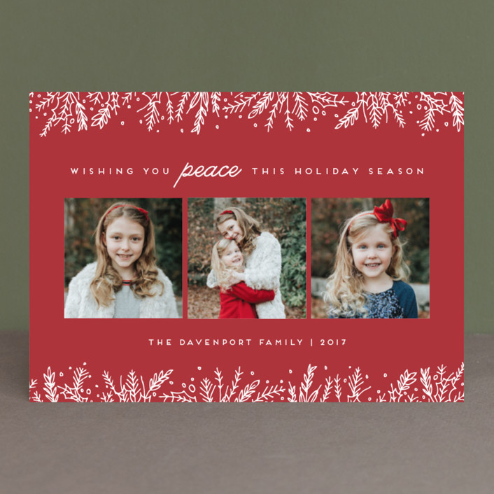 "Introducing with Joy" - Holiday Photo Cards in Cranberry by Bethan.