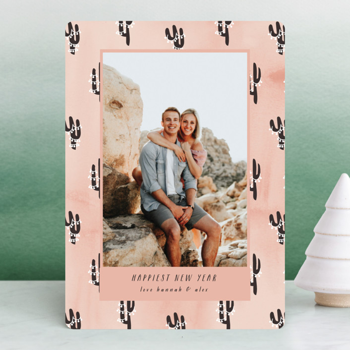 "warm and festive" - Holiday Photo Cards in Desert Peach by Kanika Mathur.