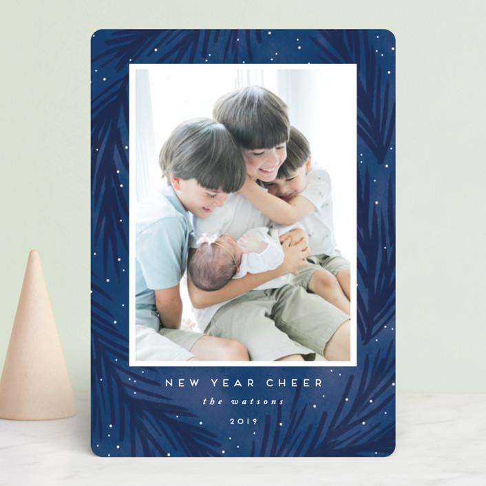 "tidings of love" - Bohemian Holiday Photo Cards in Royal by Angela Garrick.