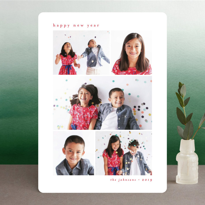 "Minimal Grid" - Holiday Photo Cards in Berry by Brianne Larsen.