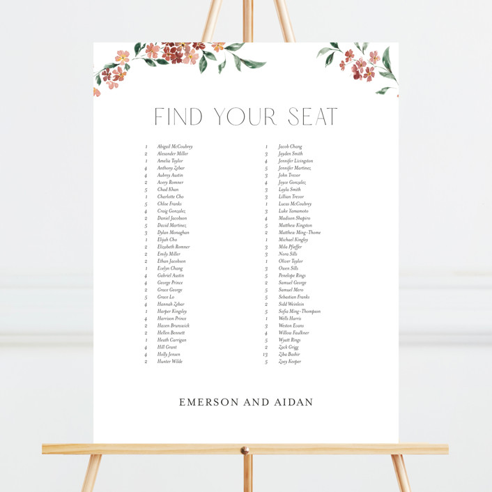 Sweeping Vine Custom Seating Chart by Itsy Belle Studio Minted
