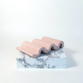This is a red accent pieces by Cassandra Kellam called soft pink wavy soap dish in standard