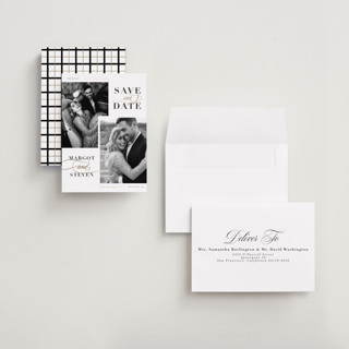 This is a cloud petite save the dates with foil pressed by Ashlee Townsend called double up printing on recycled smooth signature in petite