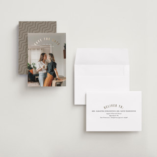This is a twinkle petite save the dates with foil pressed by Pixel and Hank called horizon printing on recycled smooth signature in petite