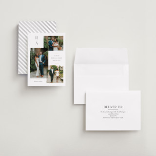 This is a cotton petite save the dates with foil pressed by Jessica Williams called multiple printing on recycled smooth signature in petite