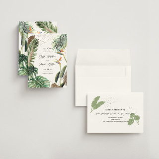 This is a fern petite save the dates with foil pressed by Elly called our paradise printing on signature in petite