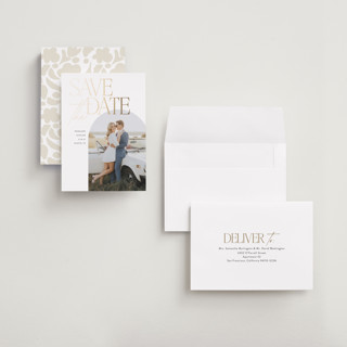 This is a cloud petite save the dates with foil pressed by Morgan Kendall called penelope printing on recycled smooth signature in petite