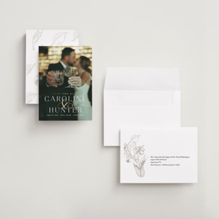 This is a pearl petite save the dates with foil pressed by Jennifer Postorino called entwine printing on recycled smooth signature in petite