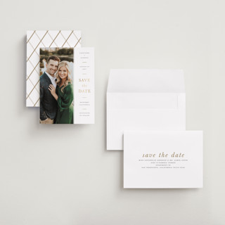 This is a chiffon petite save the dates with foil pressed by Ashley Rosenbaum called effortless printing on recycled smooth signature in petite